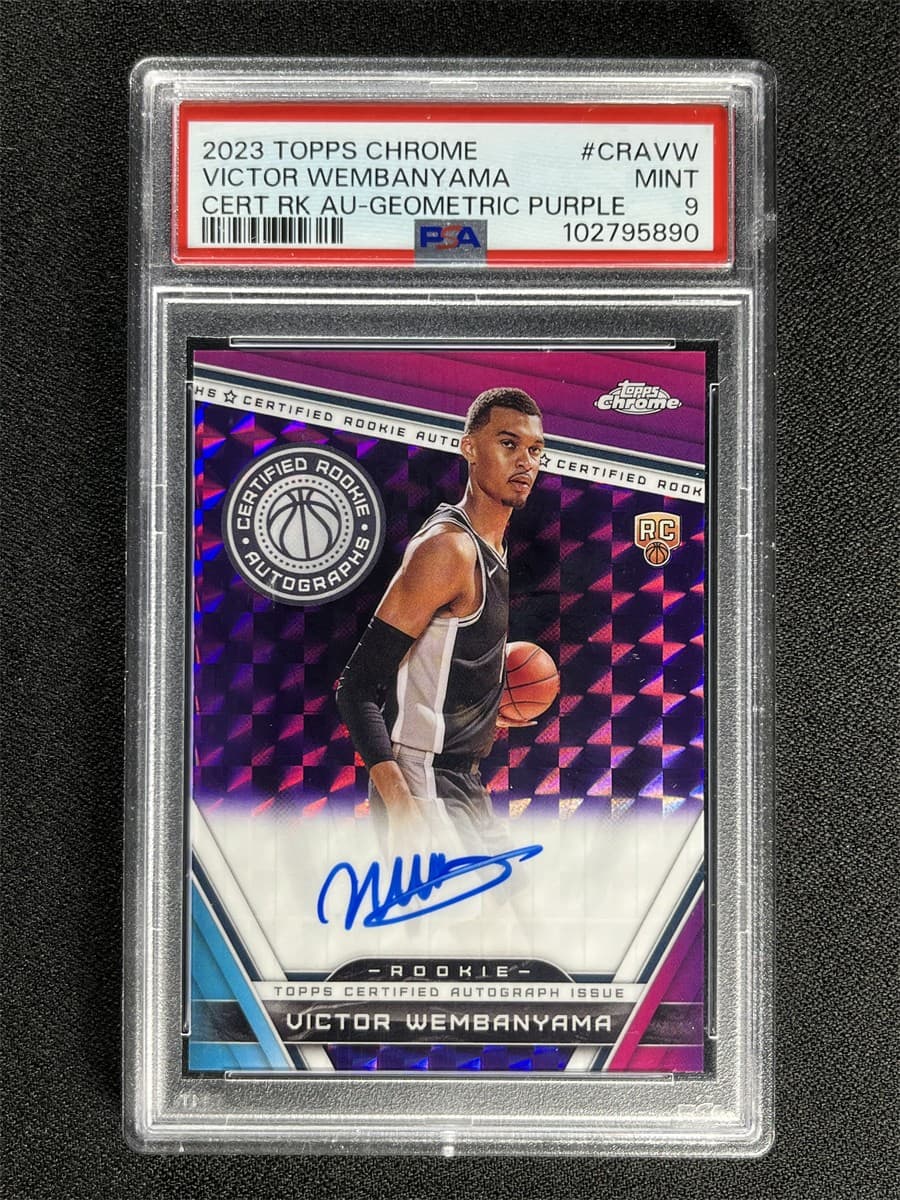 2023-24 Topps Chrome Victor Wembanyama Purple Geometric Certified RC Auto PSA 9