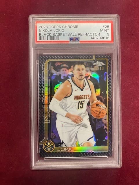 2025 Topps Chrome Nikola Jokic PSA 9 BLACK BASKETBALL REFRACTOR Card #25  2/10