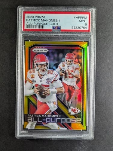 2023 Panini Prizm PATRICK MAHOMES II 6/10 True Gold Prizm All-Purpose PSA 9