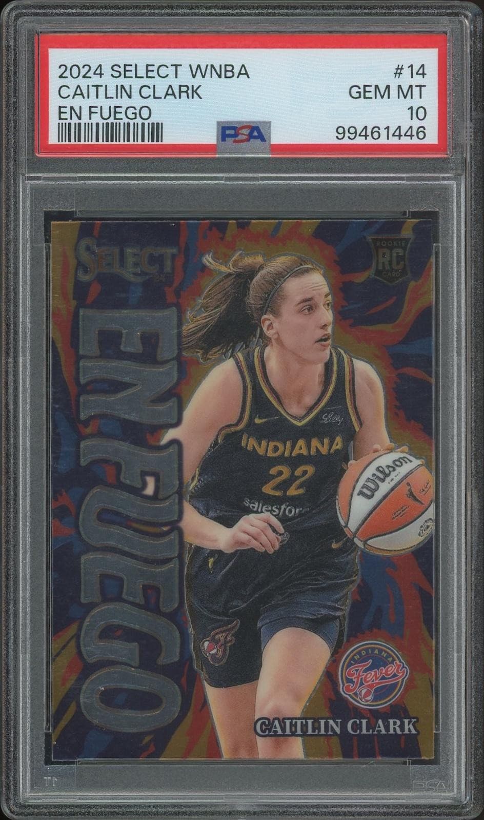 2024 Panini Select WNBA Basketball #14 Caitlin Clark En Fuego Rookie PSA 10