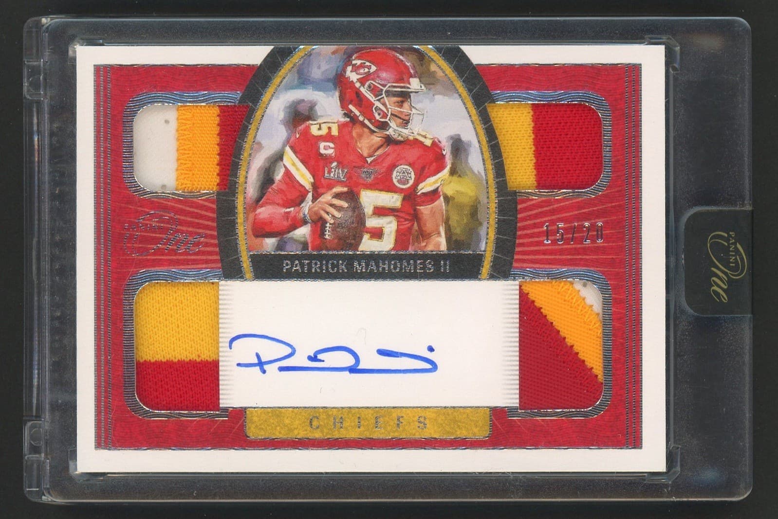 2021 Panini One #56 Patrick Mahomes II Quad Patch ON CARD AUTO Jersey# 15/20