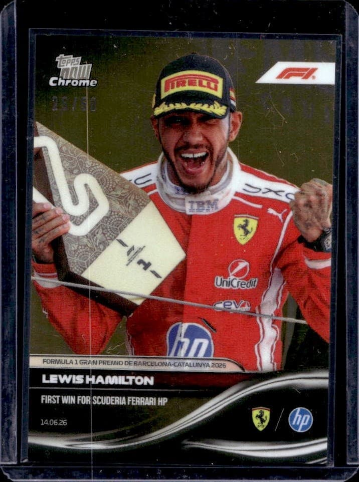 2026 Topps Now Chrome F1 Lewis Hamilton First Ferrari Win Gold #28/50 #038