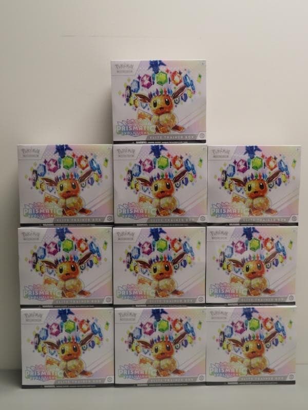 (10) Lot 2025 Pokemon Prismatic Evolutions Factory Sealed ETB Elite Trainer Box