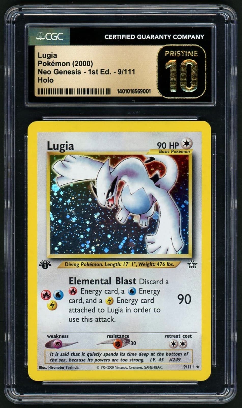 2000 Pokemon Lugia Holo Neo Genesis - 1st Edition - 9/111 CGC Pristine 10  POP 7
