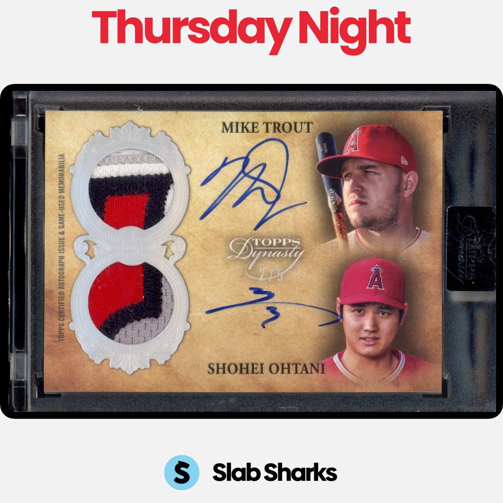 2021 TOPPS DYNASTY #DAPC-TO MIKE TROUT SHOHEI OHTANI DUAL PATCH AUTO /5