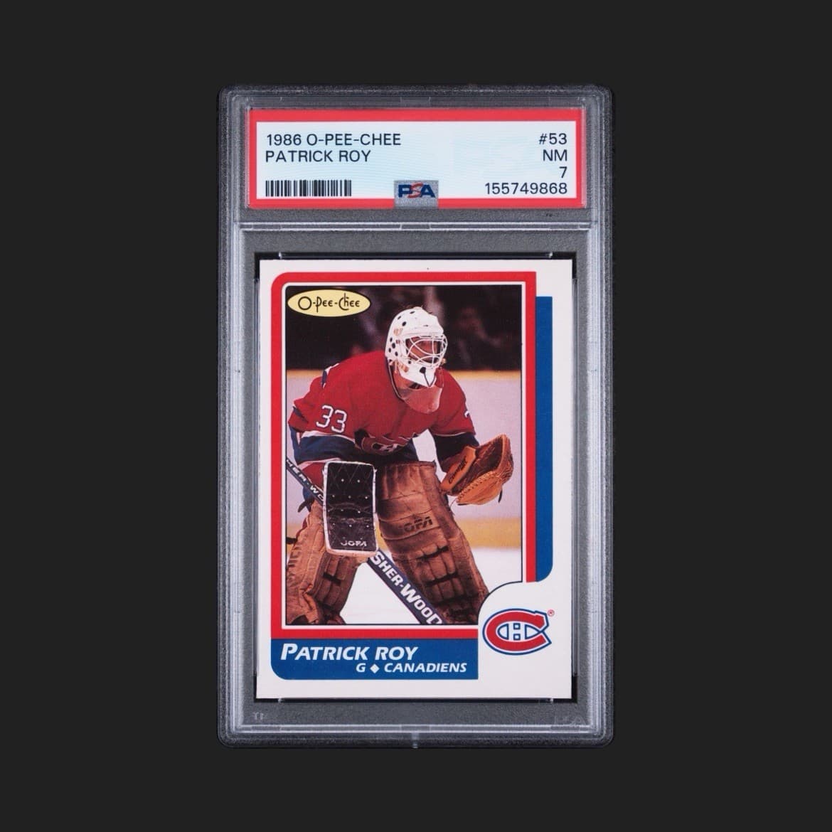 1986-87 O-Pee-Chee Patrick Roy #53 PSA 7 NM RC