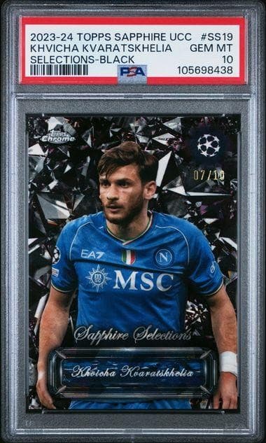 2023/24 Topps Chrome Sapphire Selections Khivicha Kvararskhelia Black /10 PSA 10