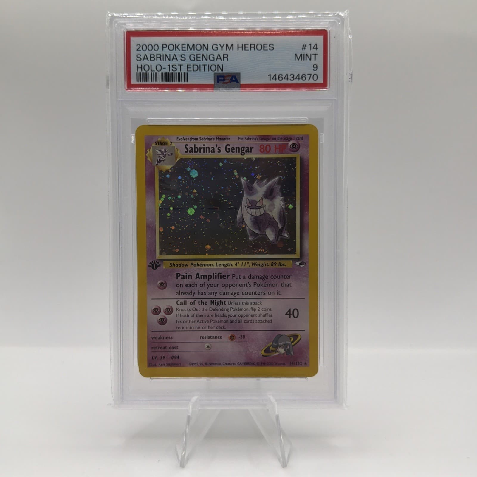 2000 POKEMON GYM HEROES HOLO-1ST ED #14 SABRINA'S GENGAR PSA 9