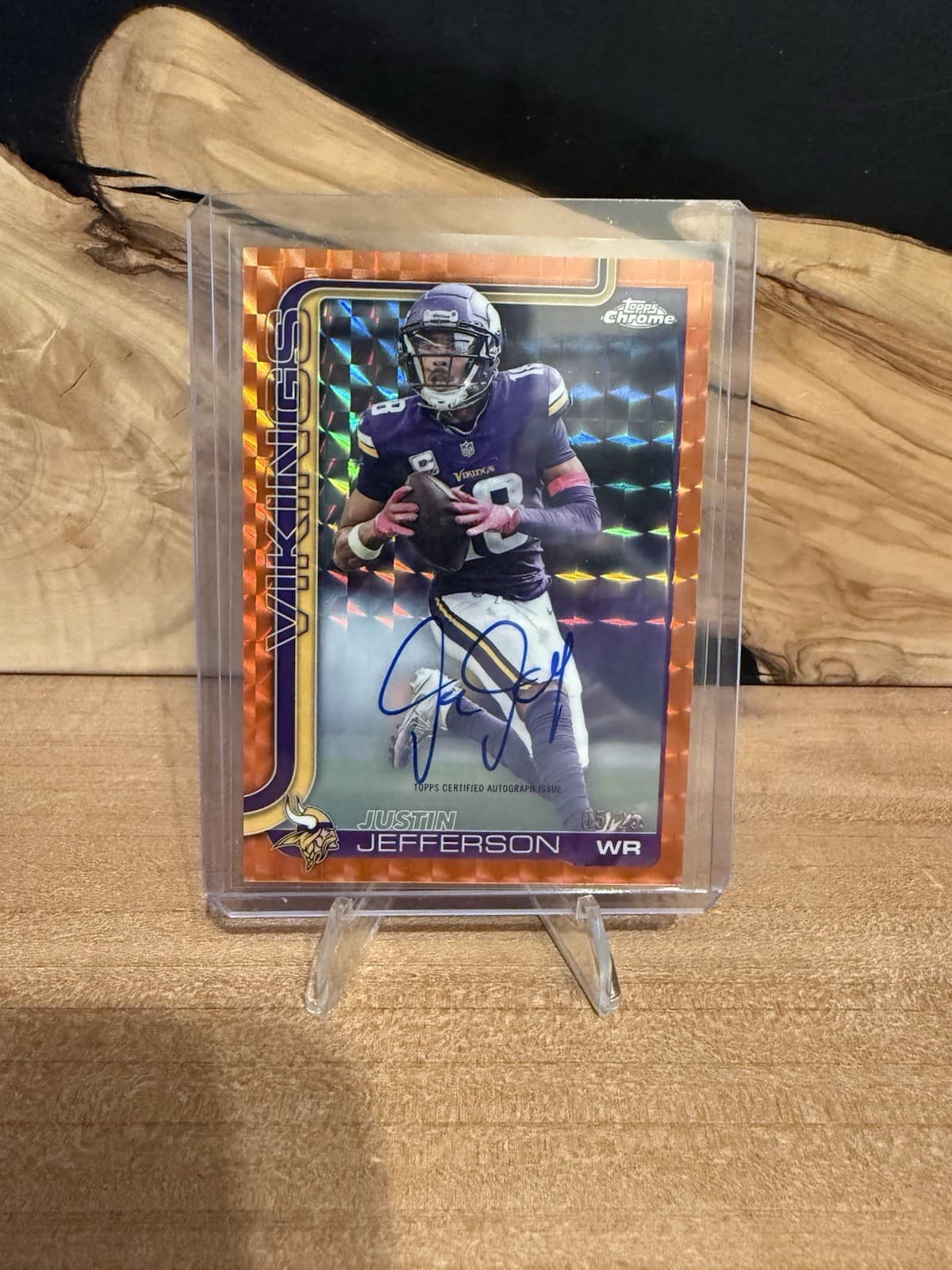 2025 Topps chrome Justin Jefferson #5/25 Orange Refractor On Card Auto 🔥