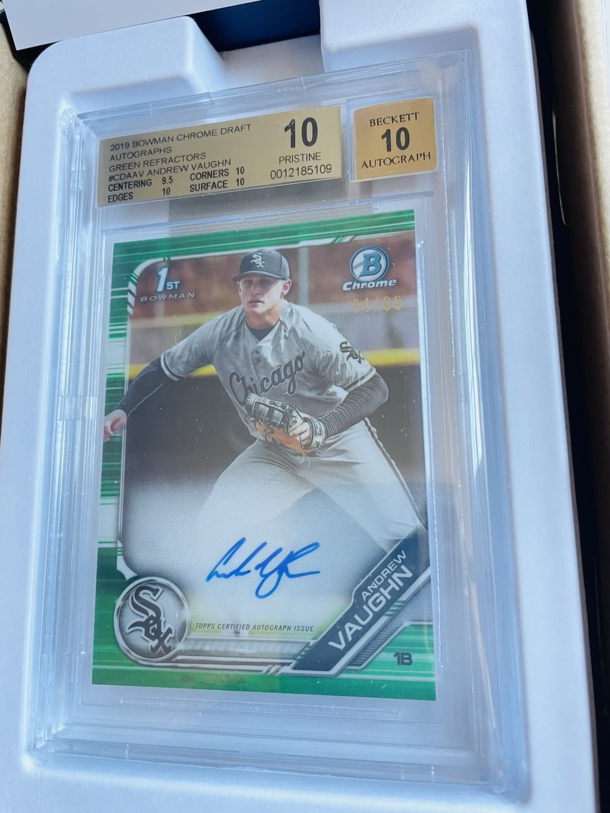 BGS 10 PRISTINE 2019 Bowman Chrome Andrew Vaughn AUTO Rookie RC #/99 1/1 PSA 