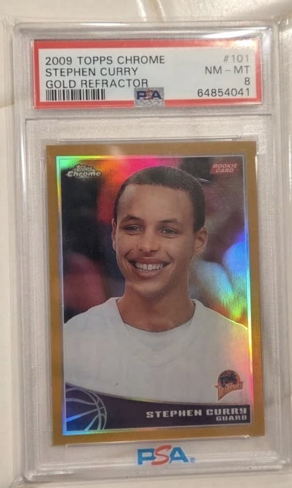 2009 Topps Chrome Stephen Curry Rookie Gold Refractor #101 PSA 1/50