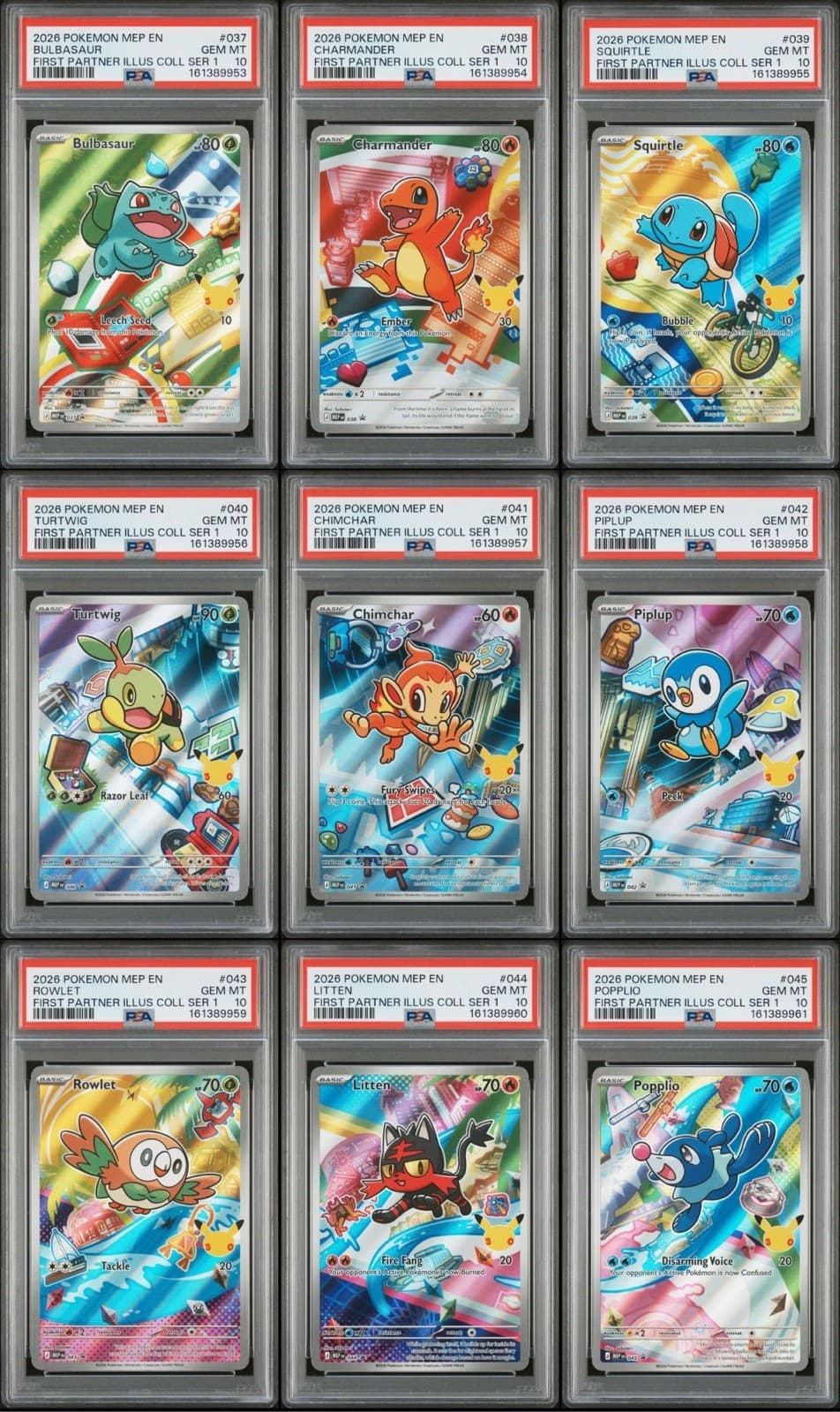 PSA 10 SEQUENTIAL SET Pokemon First Partner Illustration Series 1 Collection