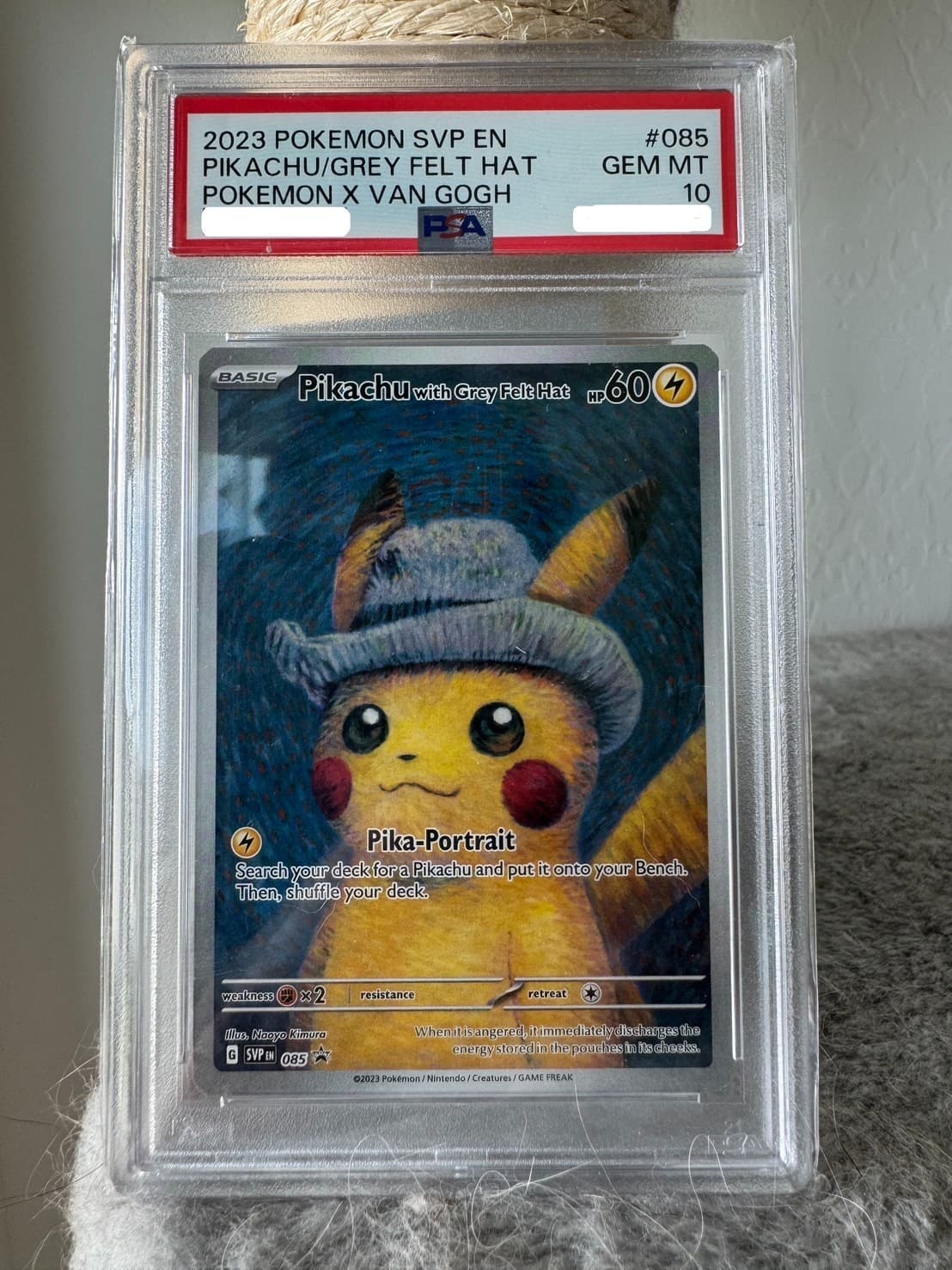 Pokemon Pikachu with Grey Felt Hat Van Gogh Full Art Promo SVP EN 085 PSA 10