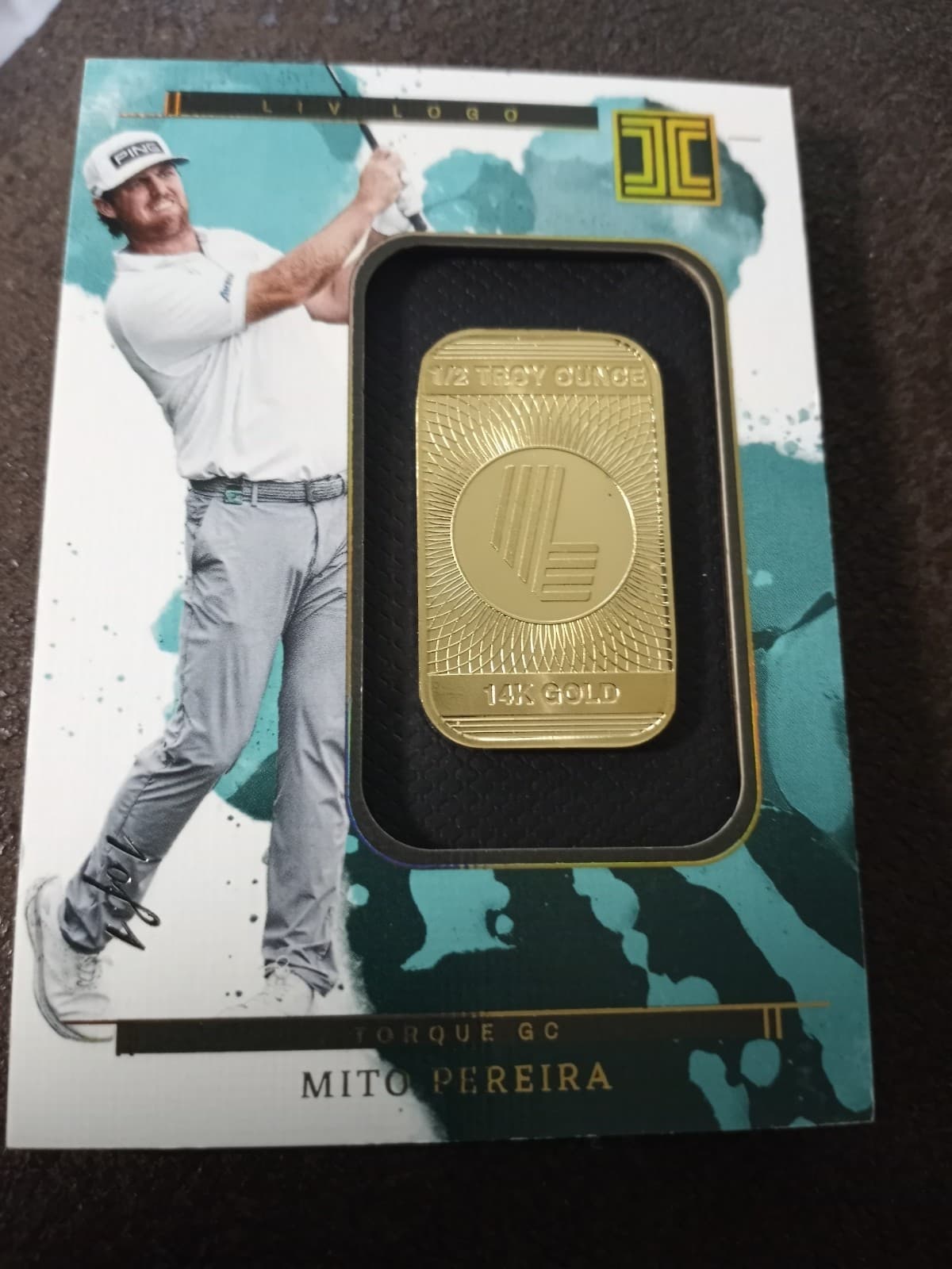 2025 Panini Impeccable Golf #28 Mito Pereira 1/2 Troy Ounce 14 Karat Gold Liv