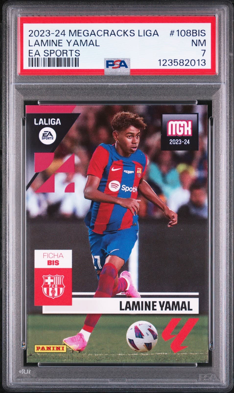 2023-24 PANINI MEGACRACKS LALIGA EA SPORTS #108BIS LAMINE YAMAL ROOKIE RC PSA 7