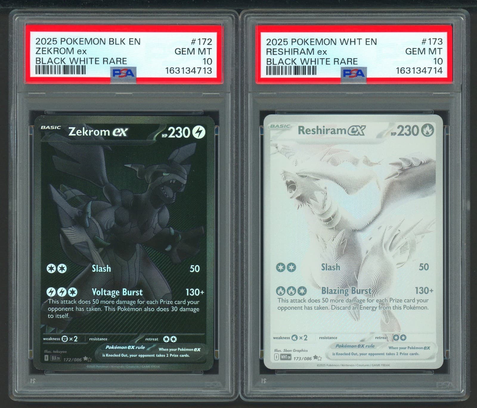 2025 Pokemon Black White Rare Zekrom Reshiram BLK WHT EN PSA 10 Sequential Set