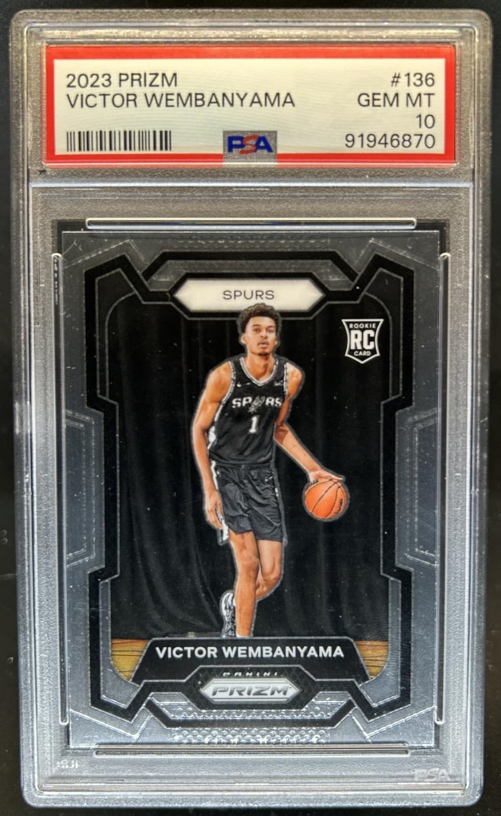 2023-24 Panini Prizm Victor Wembanyama Rookie RC #136 Spurs PSA 10 GEM MINT