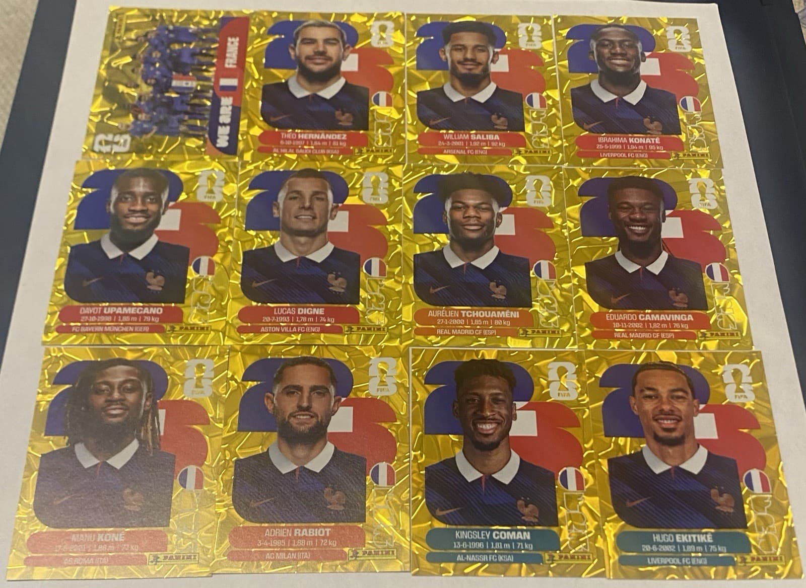12x France Gold Crumple Online Exclusive Set 2026 World Cup Panini