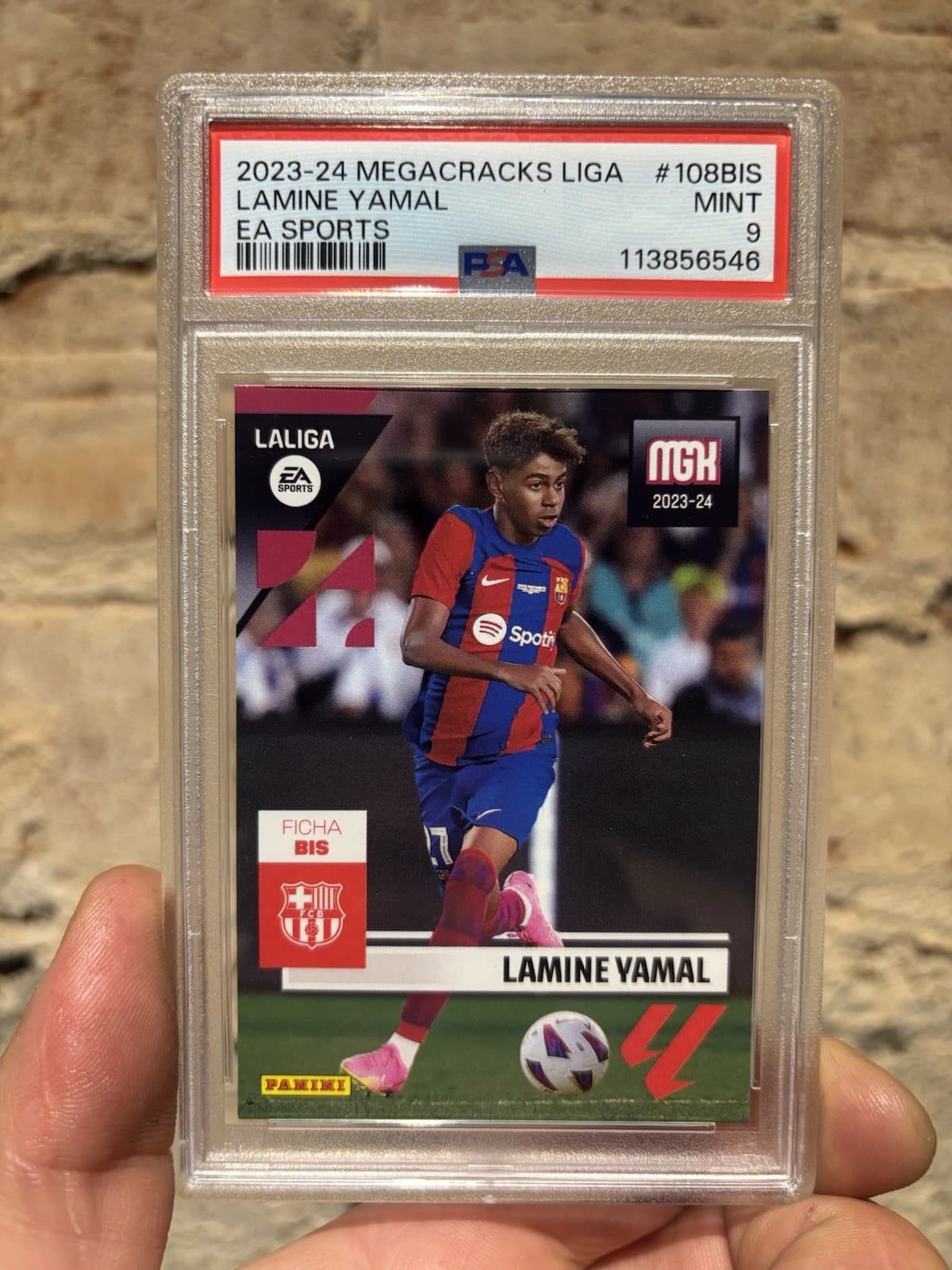 2023-24 PANINI MEGACRACKS LALIGA #108BIS LAMINE YAMAL PSA 9 MINT ROOKIE RC