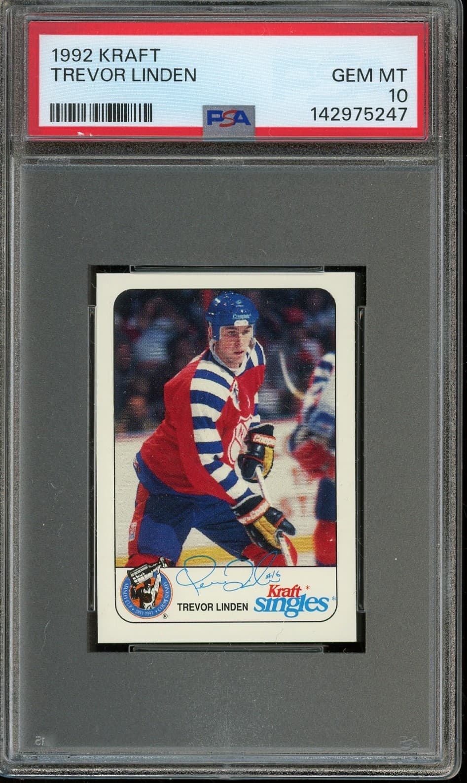 1992 KRAFT  TREVOR LINDEN GEM MINT 10