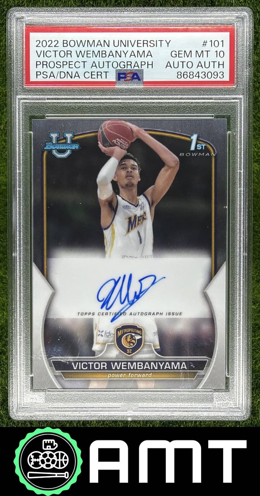 Victor Wembanyama Auto PSA 10 2022-23 Bowman Chrome University Prospect 3093