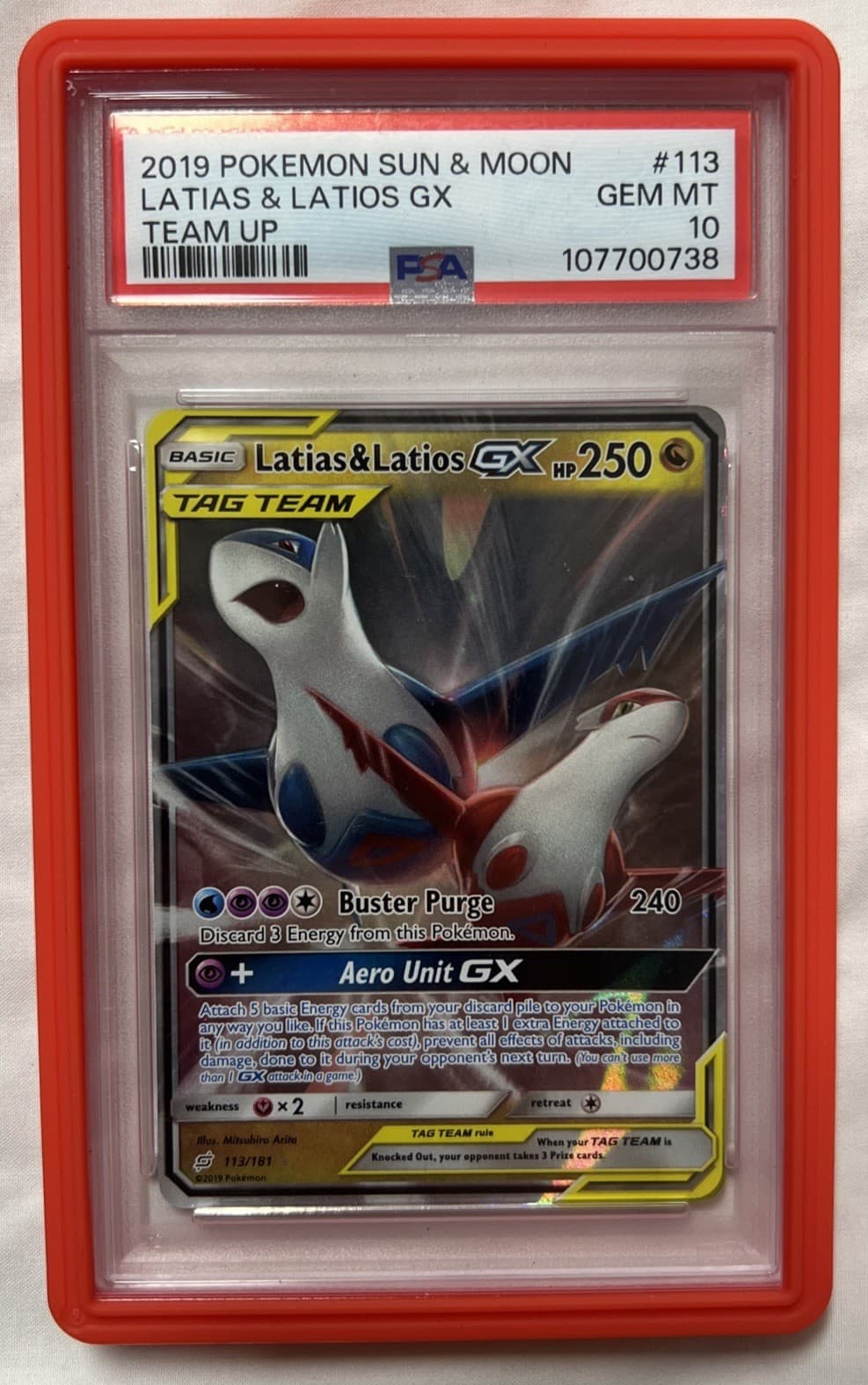 Pokemon SM Team Up Latias & Latios GX 113/181 TAG TEAM Holo PSA 10