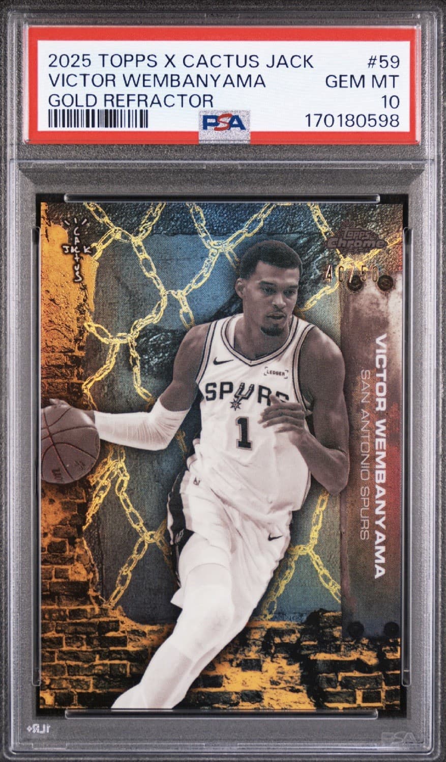 Topps 2025 X Cactus Jack Victor Wembanyama #59 Gold Refractor PSA 10 Spurs