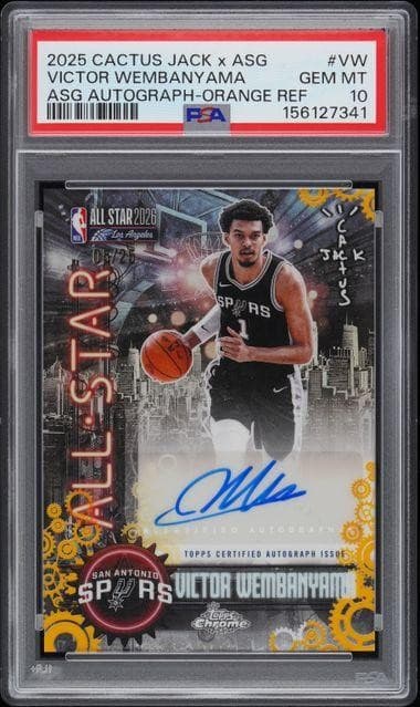 2025/26 Topps Chrome Cactus Jack ASG Victor Wembanyama Orange Auto /25 PSA 10
