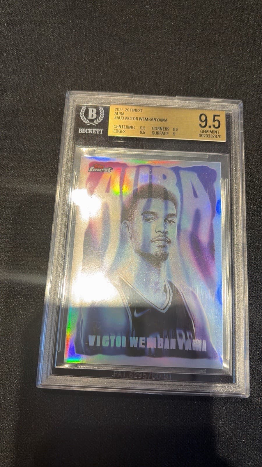 2025-26 Topps Finest Victor Wembanyama Aura AU3 BGS 9.5 Basketball Card