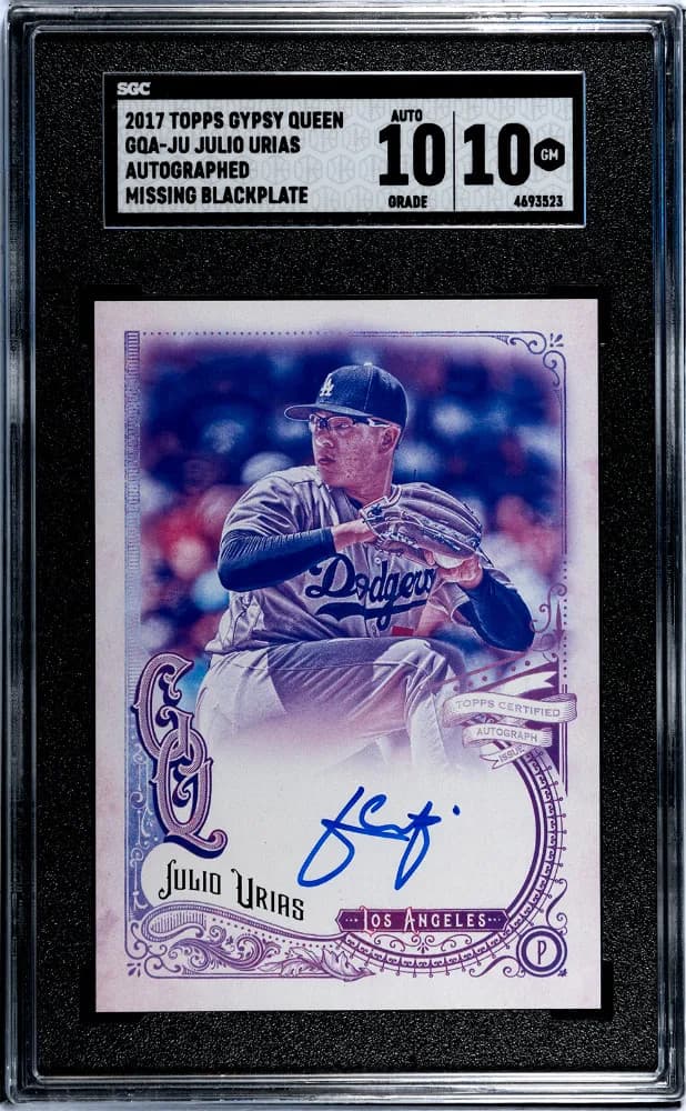 2017 Topps Gypsy Queen Julio Urias #GQA-JU Autograph Blackplate SGC 10 Auto 10