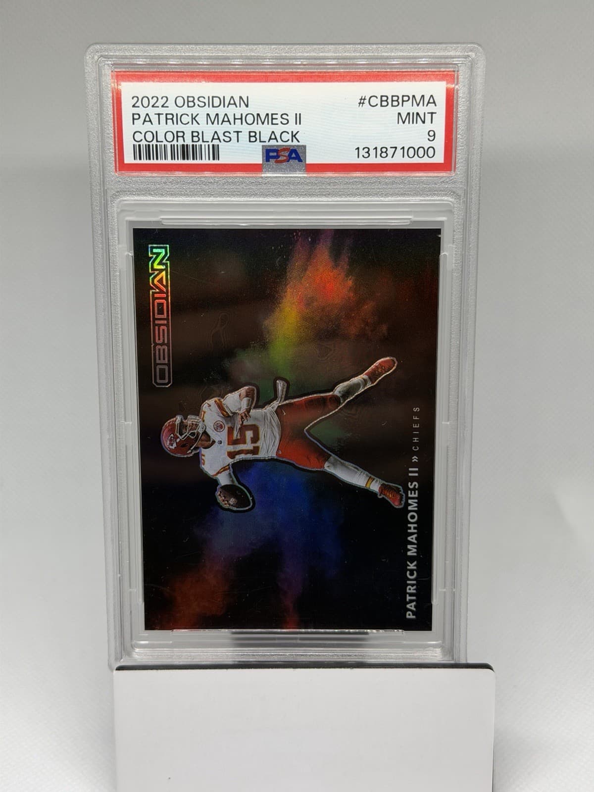 Panini 2022 Obsidian Patrick Mahomes II Color Blast Black #CBB-13 PSA 9