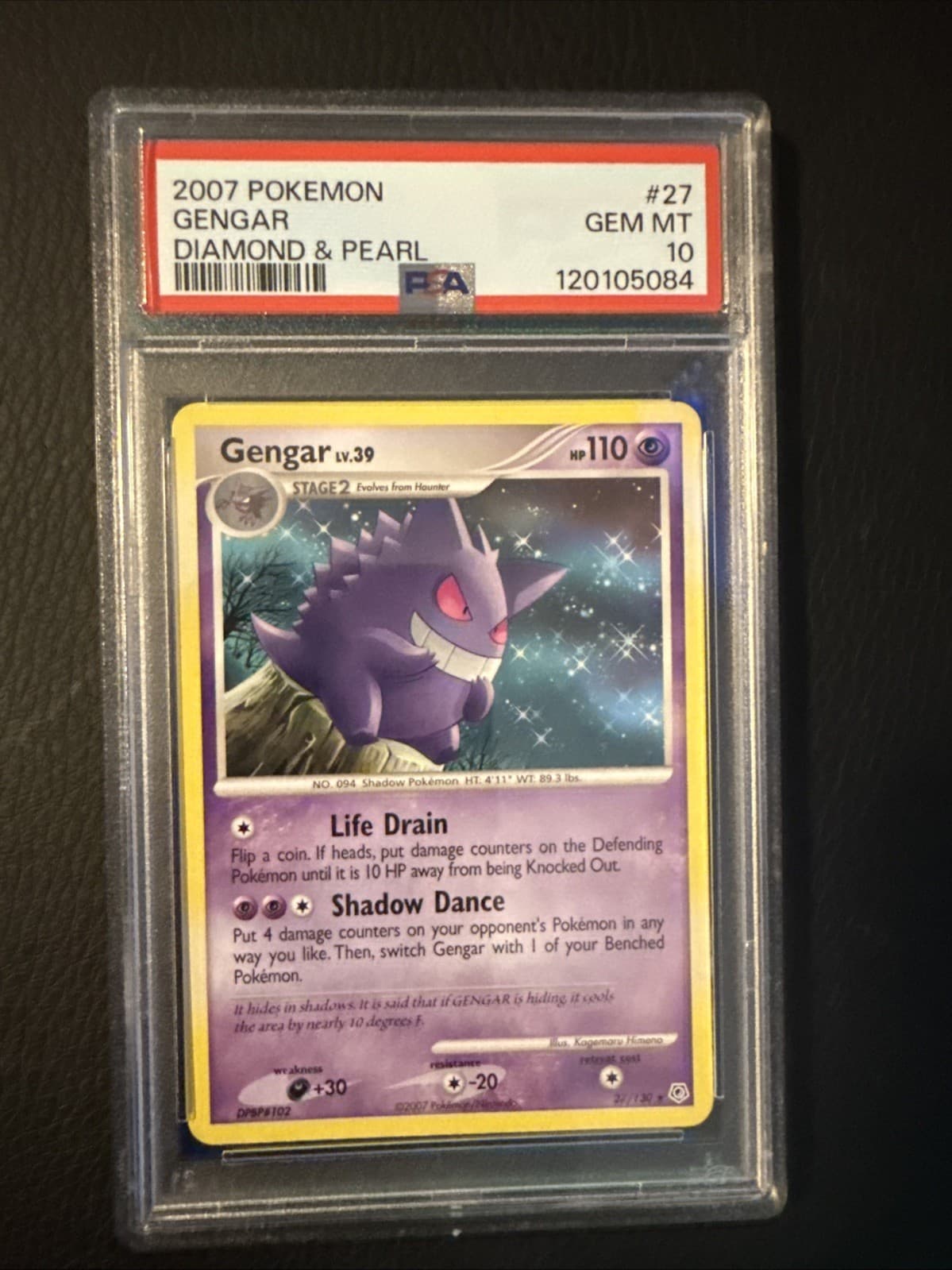 Pokemon PSA 10 GEM MINT Gengar 27/130 2007 Diamond & Pearl Rare Regular POP 4