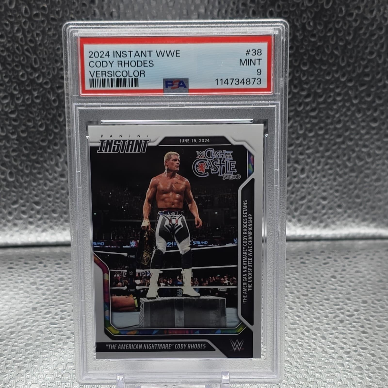 Panini 2024 Instant WWE Wrestling Cody Rhodes Versicolor #38 /5 PSA 9