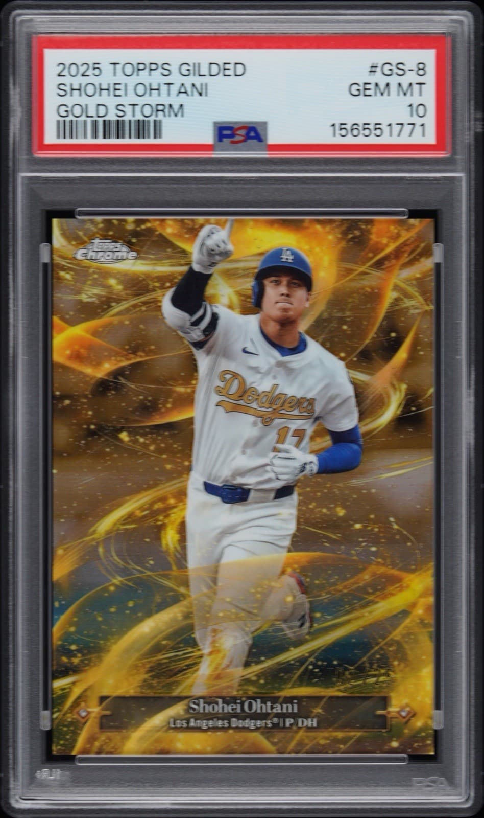 2025 Topps Chrome Gilded Shohei Ohtani Gold Storm #02/25 PSA 10