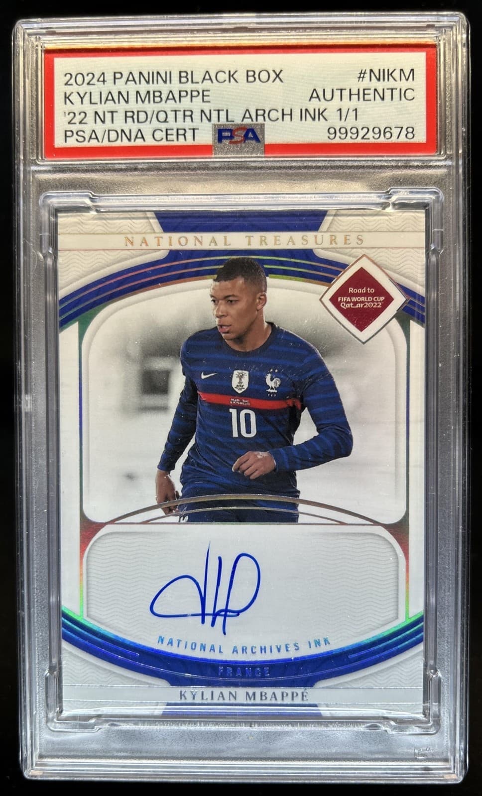 2024 Black Box Kylian Mbappe 2022 National Treasures Archives Auto #1/1 PSA Auth