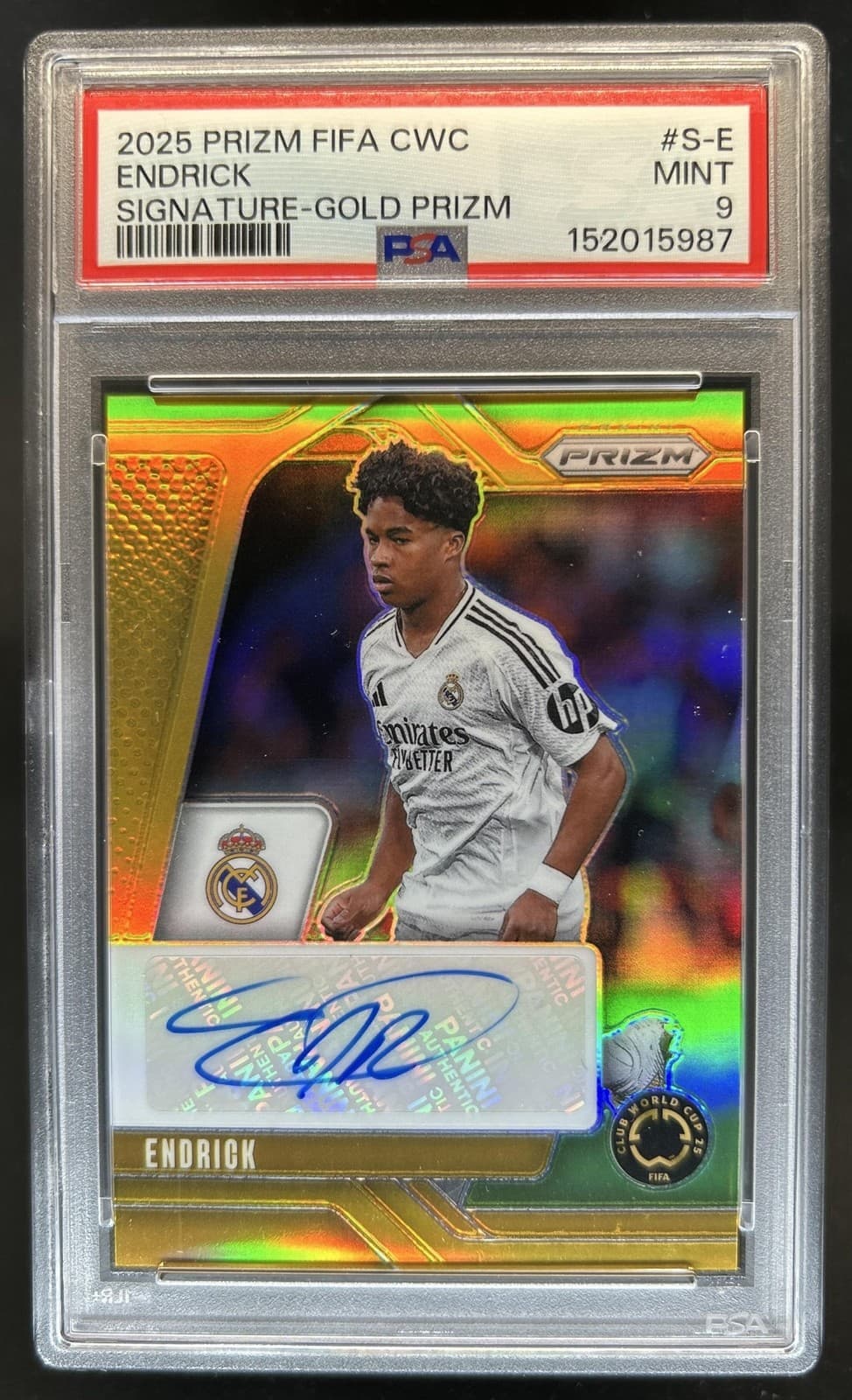 2025 Panini Prizm FIFA Club World Cup Endrick Signatures Gold Auto #/5 PSA 9