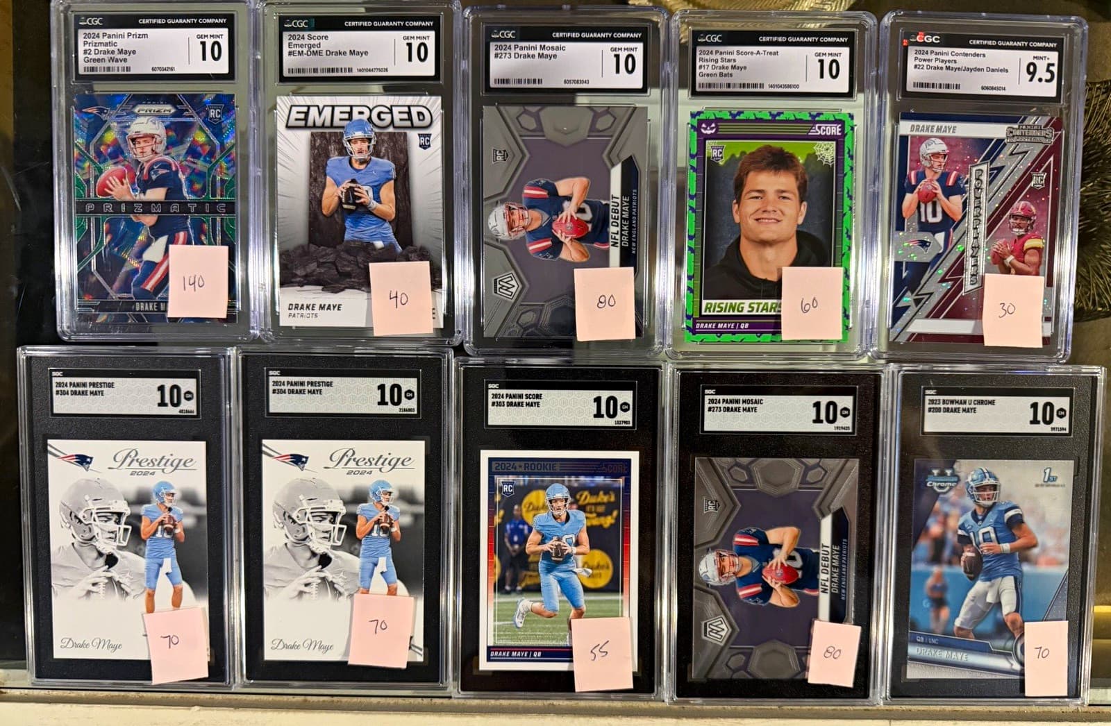 Graded Drake Maye Rookie Card Lot of 10 CGC SGC
