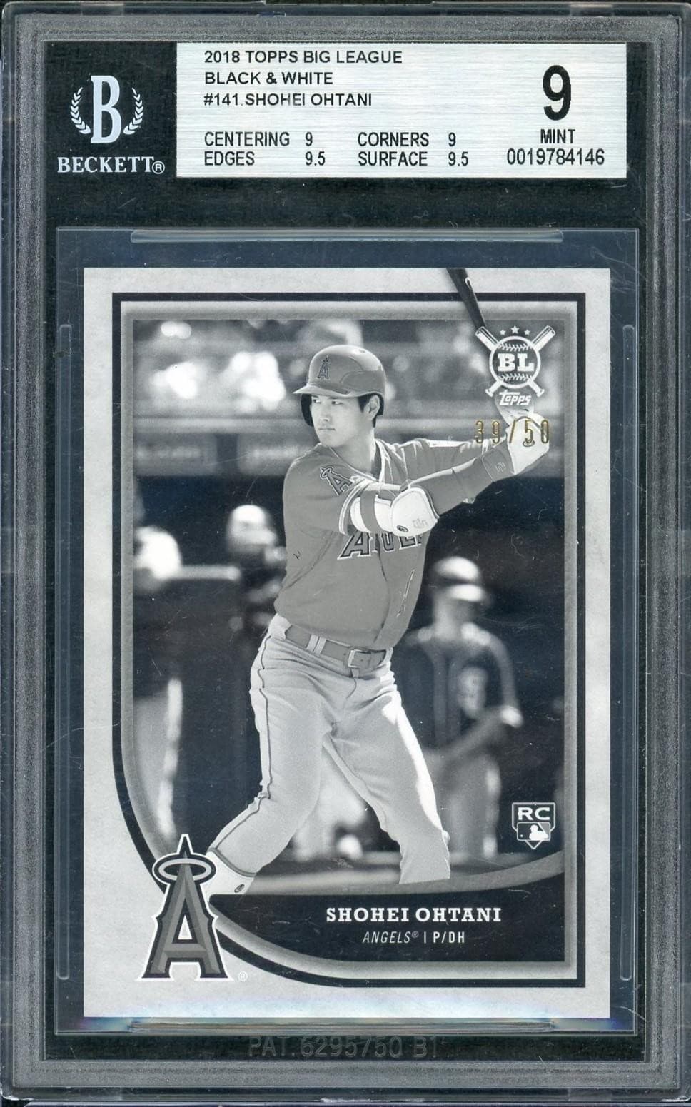 2018 Topps Big League Shohei Ohtani Rookie Black & White /50 #141 BGS 9