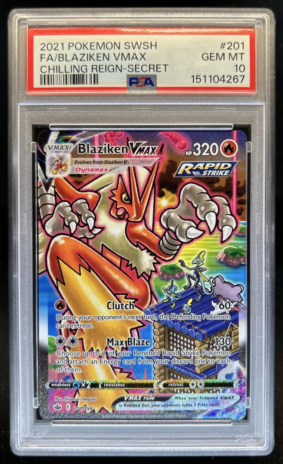 2021 Pokemon SWSH Chilling Reign Blaziken VM #201/198 PSA 10 GEM MINT