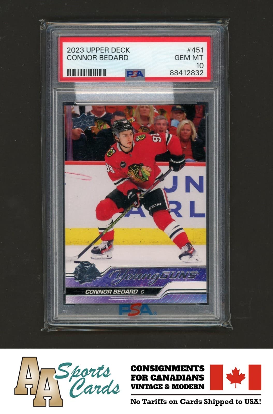 2023-24 UD CONNOR BEDARD YOUNG GUNS ROOKIE #451 PSA 10 GEM MINT w/eBay Authentic