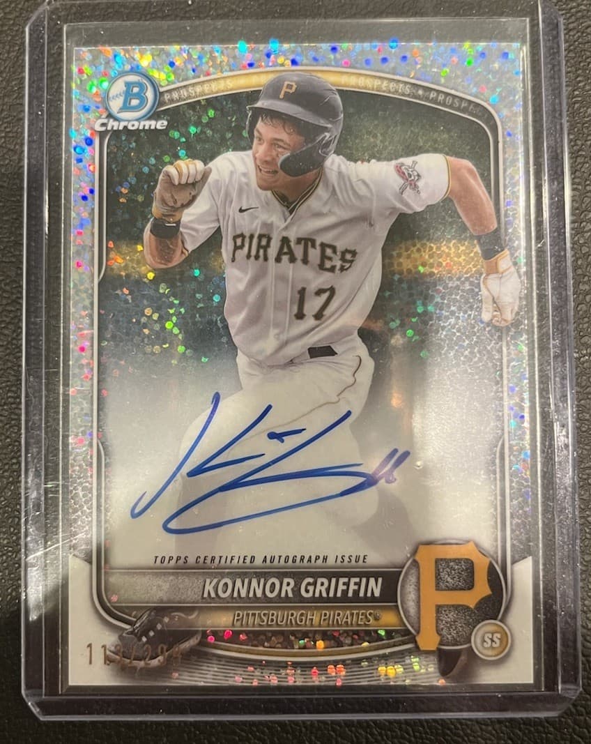 2025 Bowman Chrome Prospect Card Konnor Griffin Autograph Speckle 113/299 CPA-KG