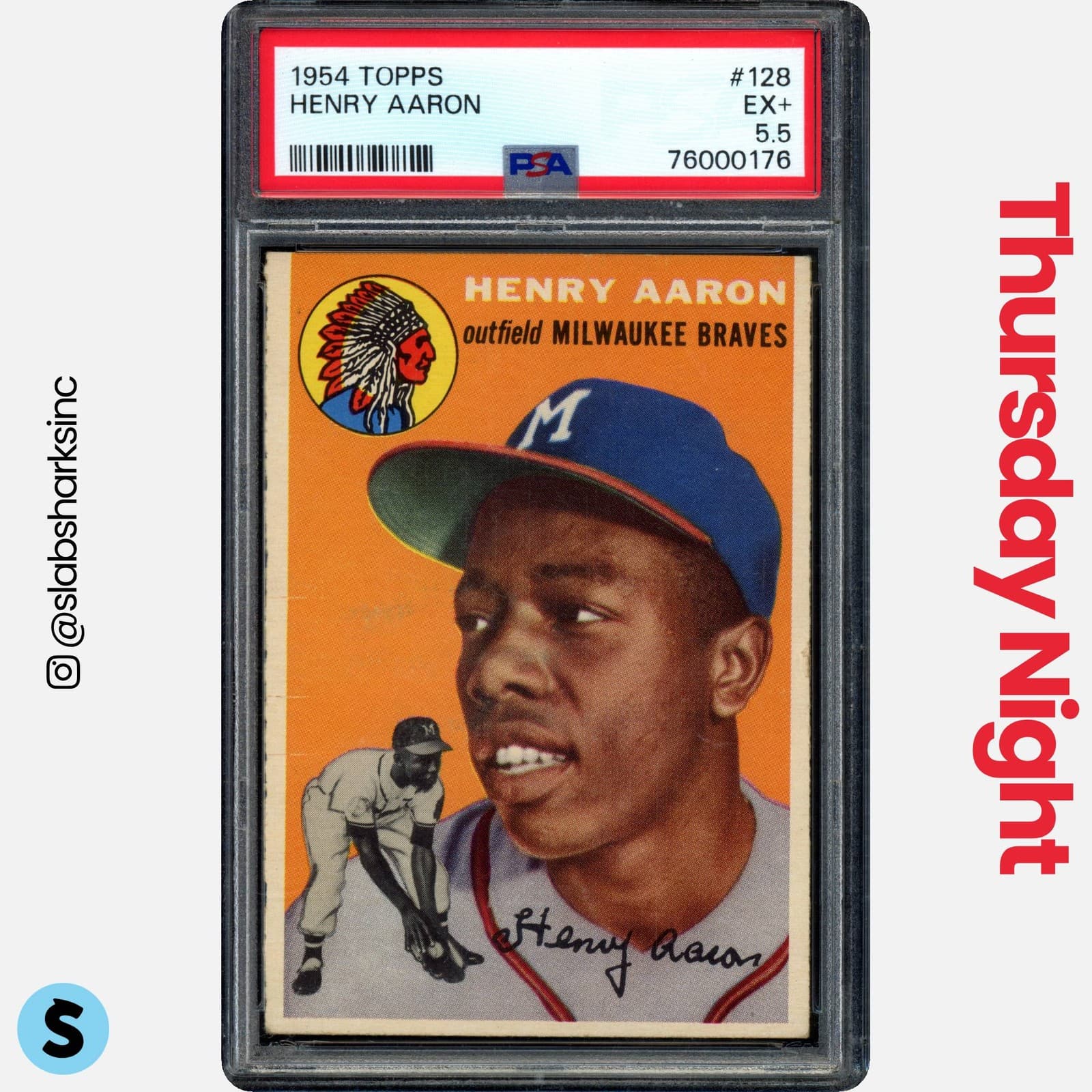 1954 Topps #128 Henry Aaron Rc Rookie Psa 5.5
