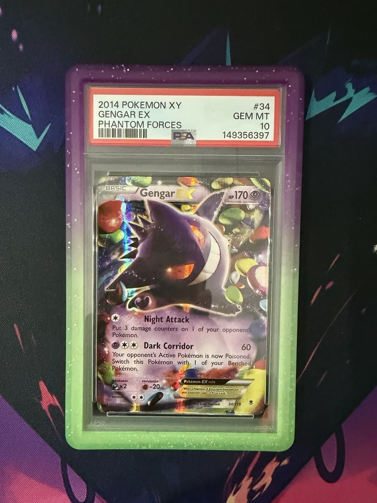 2014 Pokemon XY Phantom Forces #34 Gengar Ex PSA 10 GEM MINT
