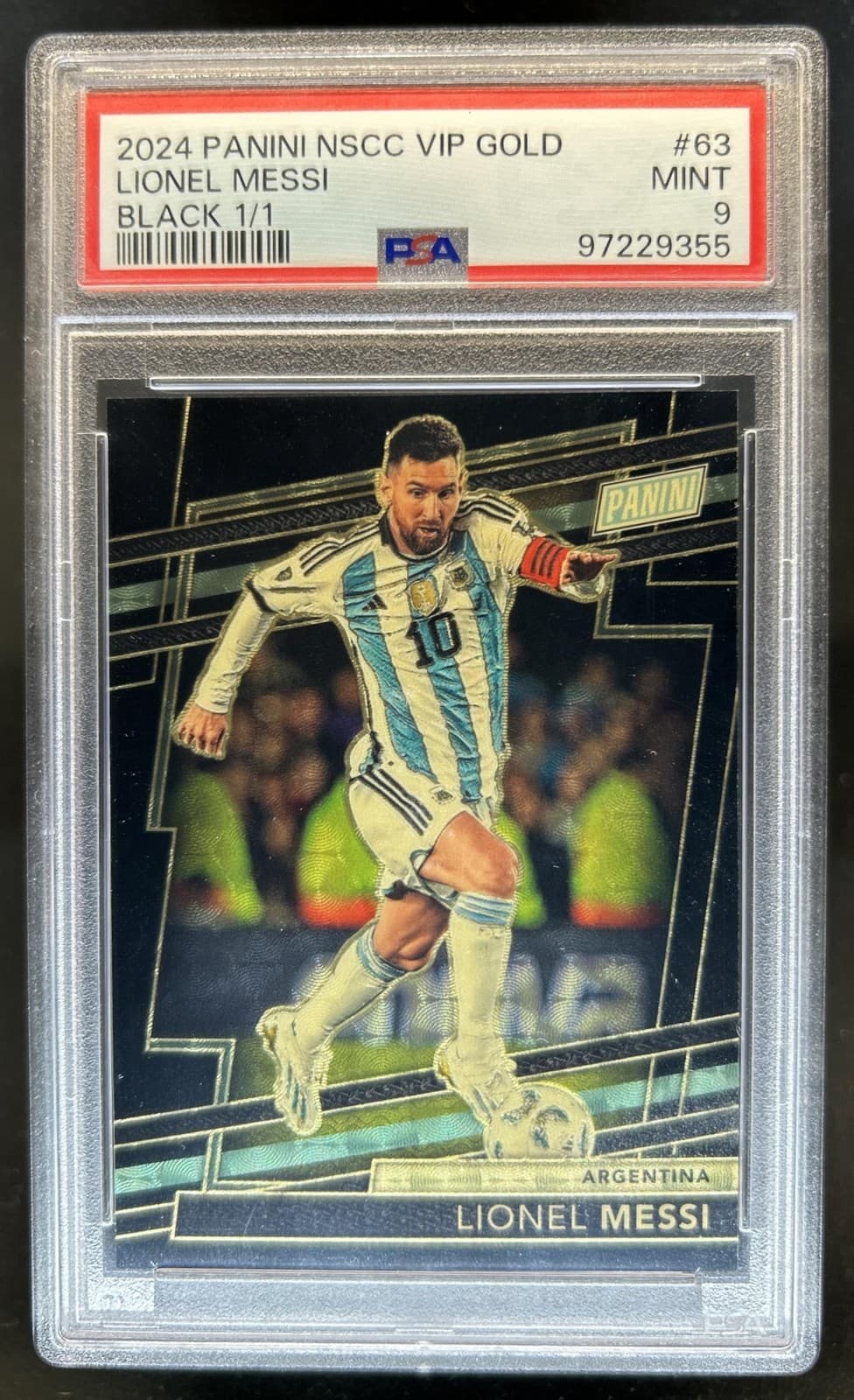 2024 Panini National NSCC VIP Party Lionel Messi Black #1/1 PSA 9