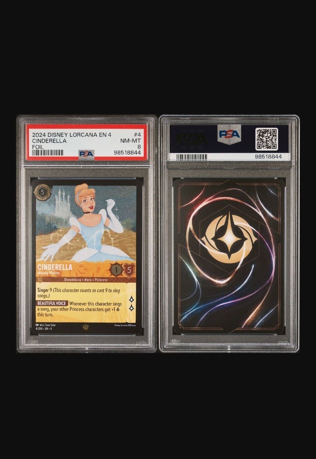 Disney Lorcana TCG Character Cinderella Melody Weaver Foil PSA 8 4/204
