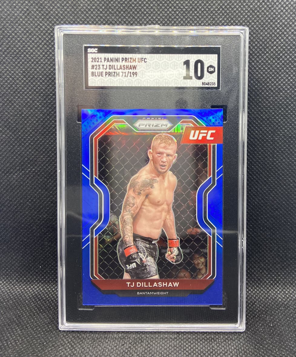 TJ Dillashaw Blue Prizm 71/199 SGC 10 GM 2021 Panini Prizm UFC #23 MMA