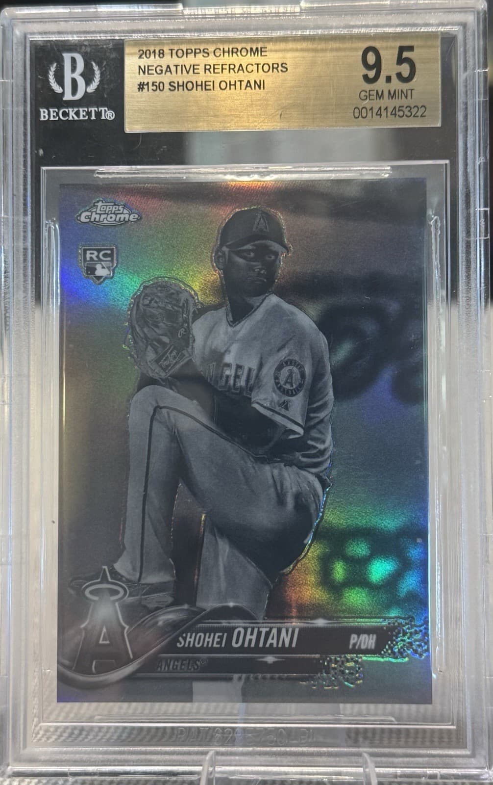 2018 Topps Chrome - Shohei Ohtani #150 Negative Refractor RC Becket 9.5 Gem Mint