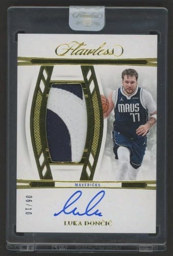 2023-24 Panini Flawless Gold Luka Doncic GU 2-Color Patch ON CARD AUTO 6/10