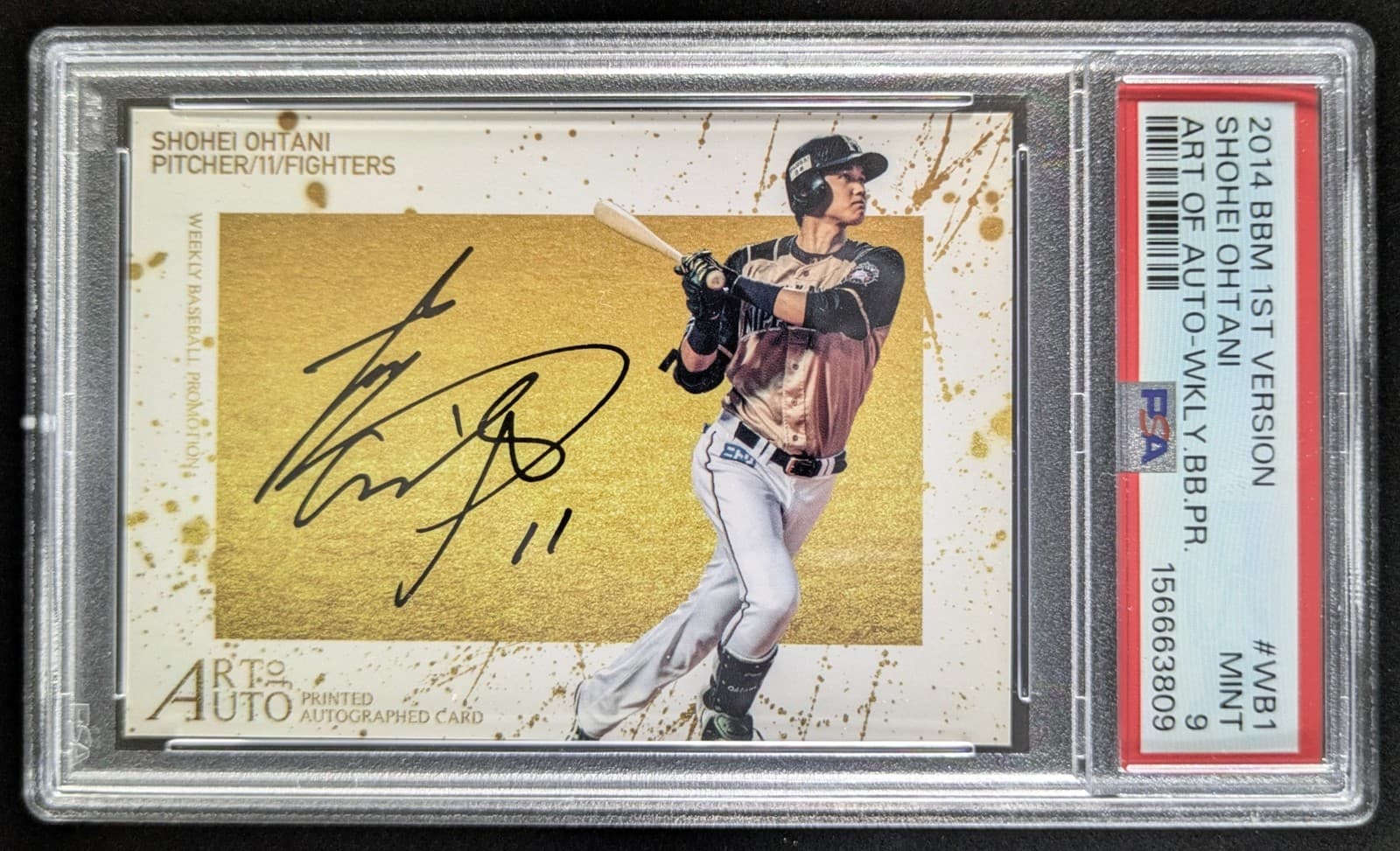 2014 BBM 1st Version SHOHEI OHTANI 1st RC Auto Signatures Art Of Auto #WB1 PSA 9