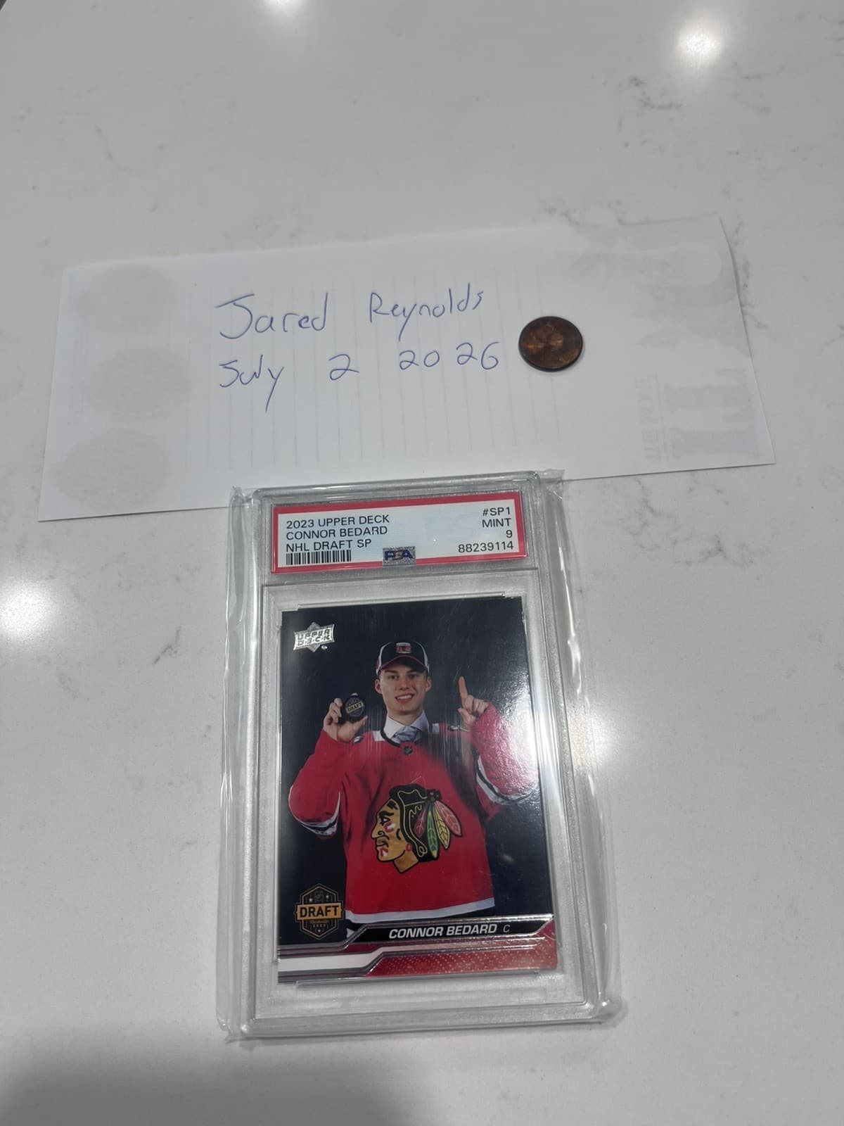 Connor  Bedard Upper Deck Series 1 Rookie Card #SP1    PSA 9